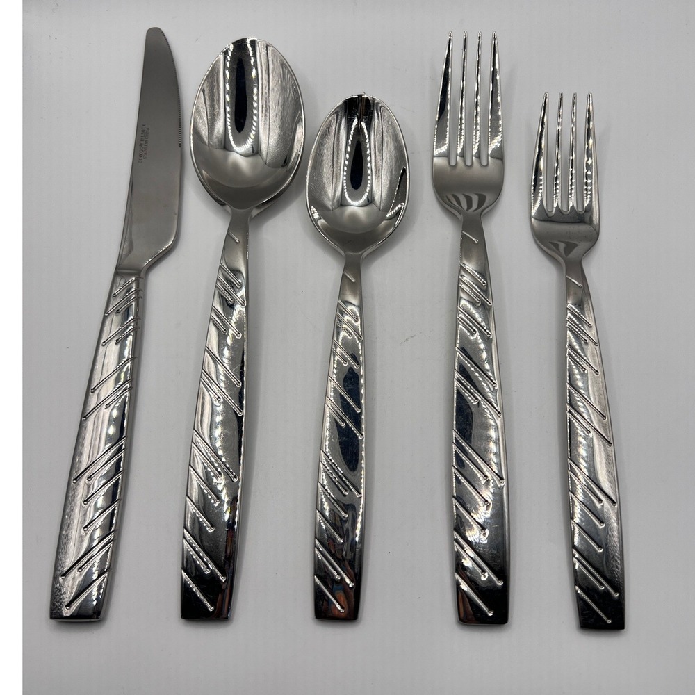 Ginkgo Driven Rain flatware 5pc place setting silver excellent discontinued
